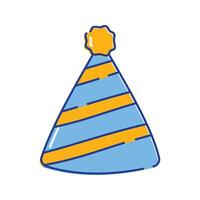 Party Hat Icon Illustration with bright color palette in doddle style. Perfect for festive designs, invitations, new year event, and holiday themed projects. vector