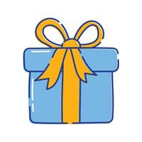 Gift Box with Ribbon Icon Illustration with bright color palette in doddle style. Perfect for festive designs, invitations, new year event, and holiday themed projects. vector