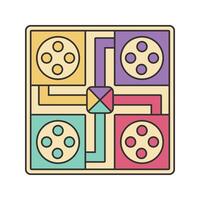 Ludo Board Icon Illustration with bright color palette in flat design style. Perfect for game themed designs and projects. vector