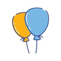 Balloons Icon Illustration with bright color palette in doddle style. Perfect for festive designs, invitations, new year event, and holiday themed projects. vector