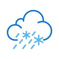 Sleet two color line icon. Mixed precipitation, including rain and snowflakes. Weather at day and night bicolor outline symbol. Duotone linear pictogram. Isolated illustration. Editable stroke vector
