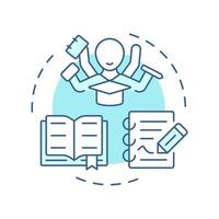 Reading and writing soft blue concept icon. Studying with textbooks and articles. Education opportunities. Round shape line illustration. Abstract idea. Graphic design. Easy to use in article vector