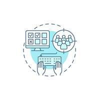 Online surveys soft blue concept icon. Target audience. Questionnaire, feedback. Round shape line illustration. Abstract idea. Graphic design. Easy to use in infographic, presentation vector