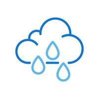Rain two color line icon. Cloud and raindrops. Rainy weather and precipitation. Weather forecast. Meteorology bicolor outline symbol. Duotone linear pictogram. Isolated illustration. Editable stroke vector