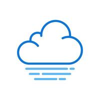 Fog two color line icon. Cloud with horizontal lines symbolizing haze. Weather forecast. Atmospheric moisture bicolor outline symbol. Duotone linear pictogram. Isolated illustration. Editable stroke vector
