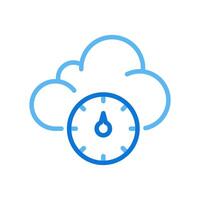 Atmospheric pressure two color line icon. Cloud with barometer gauge. Weather forecast. Changes in air pressure bicolor outline symbol. Duotone linear pictogram. Isolated illustration. Editable stroke vector