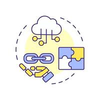 System integration multi color concept icon. RPA connecting software and platforms. Technology development. Round shape line illustration. Abstract idea. Graphic design. Easy to use in presentation vector