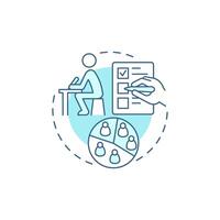 Paper surveys soft blue concept icon. Research method. Documentation, questionnaire. Round shape line illustration. Abstract idea. Graphic design. Easy to use in infographic, presentation vector