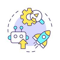 RPA pilot multi color concept icon. Trial launch of automation system. Testing bot in real world environment. Round shape line illustration. Abstract idea. Graphic design. Easy to use in presentation vector