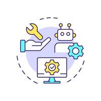 RPA vendor multi color concept icon. Provider of software platforms and tools for automation. Bots support. Round shape line illustration. Abstract idea. Graphic design. Easy to use in presentation vector
