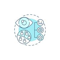 Descriptive research soft blue concept icon. Statistical metrics, market. Monitoring, control. Round shape line illustration. Abstract idea. Graphic design. Easy to use in infographic, presentation vector