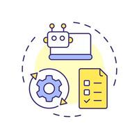 Automating repetitive tasks multi color concept icon. RPA technology improving workflow routine. Round shape line illustration. Abstract idea. Graphic design. Easy to use in presentation vector