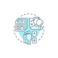 Survey research soft blue concept icon. Participants interview, feedback. Questionnaire, documentation. Round shape line illustration. Abstract idea. Graphic design. Easy to use in infographic vector