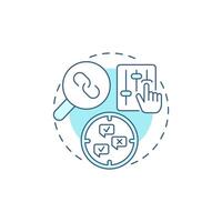 Correlational research soft blue concept icon. Statistics, monitoring. Data collecting. Round shape line illustration. Abstract idea. Graphic design. Easy to use in infographic, presentation vector
