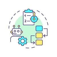 Rule based and adaptive RPA multi color concept icon. Robotizing work processes. Futuristic technology. Round shape line illustration. Abstract idea. Graphic design. Easy to use in article vector