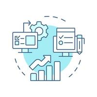 Reviewing IEP soft blue concept icon. Regular assessment of learning process. Special education development. Round shape line illustration. Abstract idea. Graphic design. Easy to use in blog post vector