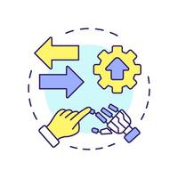 Hybrid RPA multi color concept icon. Attended and unattended bots implementation. Robotic process automation. Round shape line illustration. Abstract idea. Graphic design. Easy to use in presentation vector