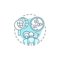 Ethnographic research soft blue concept icon. Cultural diversity. Marketing planning. Round shape line illustration. Abstract idea. Graphic design. Easy to use in infographic, presentation vector