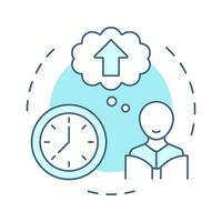 Time to think soft blue concept icon. Offering flexible timing for students with needs. Special education. Round shape line illustration. Abstract idea. Graphic design. Easy to use in article vector