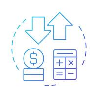 Accruals for expenses and revenue blue gradient concept icon. Accounting calculation. Round shape line illustration. Abstract idea. Graphic design. Easy to use in infographic, presentation vector