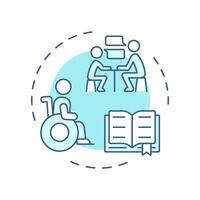 Special education soft blue concept icon. Including needs of students with disabilities. Support in learning. Round shape line illustration. Abstract idea. Graphic design. Easy to use in article vector