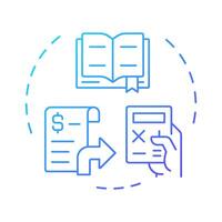 General ledger blue gradient concept icon. Banking statement, calculation. Business, accounting. Round shape line illustration. Abstract idea. Graphic design. Easy to use in infographic, presentation vector