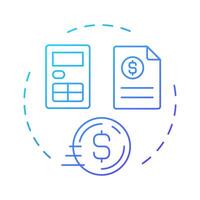 Income statement blue gradient concept icon. Banking, accounting. Financial documentation. Round shape line illustration. Abstract idea. Graphic design. Easy to use in infographic, presentation vector