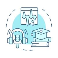 Auditory learners soft blue concept icon. Absorbing information through listening. Special school education. Round shape line illustration. Abstract idea. Graphic design. Easy to use in article vector