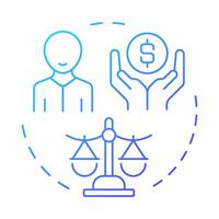 Equity blue gradient concept icon. Assets management, business. Legislation, compliance. Round shape line illustration. Abstract idea. Graphic design. Easy to use in infographic, presentation vector