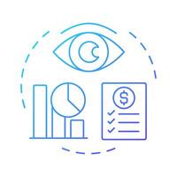 Financial statement review blue gradient concept icon. Accounting monitoring, control. Round shape line illustration. Abstract idea. Graphic design. Easy to use in infographic, presentation vector