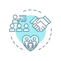 Positive learning environment soft blue concept icon. Safe classroom atmosphere open for inclusion. Round shape line illustration. Abstract idea. Graphic design. Easy to use in blog post vector