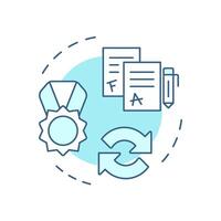 Adapt assessment soft blue concept icon. Students with disabilities knowledge evaluation. Special education. Round shape line illustration. Abstract idea. Graphic design. Easy to use in blog post vector