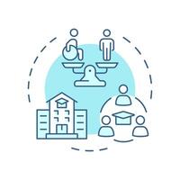 Integrated education soft blue concept icon. Equal opportunities for students with disabilities in school. Round shape line illustration. Abstract idea. Graphic design. Easy to use in article vector