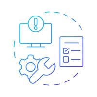 Exceptions management blue gradient concept icon. Checklist, compliance. Financial accountability. Round shape line illustration. Abstract idea. Graphic design. Easy to use in infographic vector