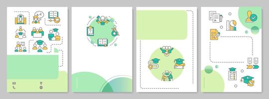 Special education green brochure template. Inclusive school. Leaflet design with linear icons. Editable 4 layouts for presentation, annual reports vector
