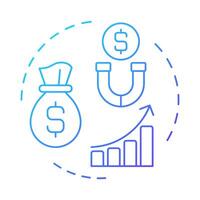 Revenues blue gradient concept icon. Income growth, business profit. Statistics, metrics. Round shape line illustration. Abstract idea. Graphic design. Easy to use in infographic, presentation vector