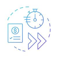 Expedite financial reporting blue gradient concept icon. Time management, workflow. Round shape line illustration. Abstract idea. Graphic design. Easy to use in infographic, presentation vector