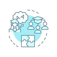 Inclusive education soft blue concept icon. Special learning programs for student with needs. School work. Round shape line illustration. Abstract idea. Graphic design. Easy to use in blog post vector