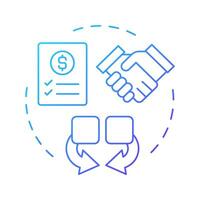 Financial consolidation blue gradient concept icon. Regulatory compliance, partnership. Round shape line illustration. Abstract idea. Graphic design. Easy to use in infographic, presentation vector
