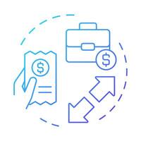 Expenses blue gradient concept icon. Corporate cost, business. Accounting statement. Round shape line illustration. Abstract idea. Graphic design. Easy to use in infographic, presentation vector