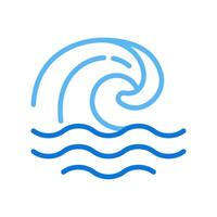 Wave two color line icon. Symbolizing ocean tides, currents. Coastal and marine environments. Tsunami bicolor outline symbol. Duotone linear pictogram. Isolated illustration. Editable stroke vector