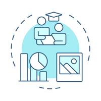 Visual lerners soft blue concept icon. Materials for students development. Learning style of special education. Round shape line illustration. Abstract idea. Graphic design. Easy to use in blog post vector