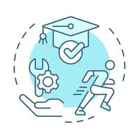 Kinesthetic learning soft blue concept icon. Learning through hands on activities. Special education. Round shape line illustration. Abstract idea. Graphic design. Easy to use in blog post vector