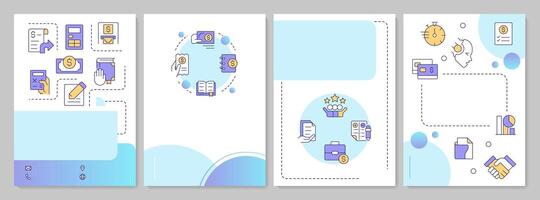 Financial close regulation blue gradient brochure template. Leaflet design with linear icons. Editable 4 layouts for presentation, annual reports vector