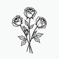 Elegant Rose Pattern in Black and White Line Art Style vector