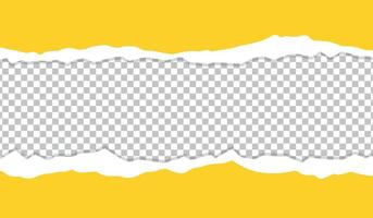 Yellow torn paper edges background. Cut and torn colored paper strips vector