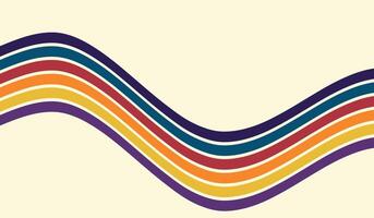 Wavy striped groovy rainbow background. Wavy line hippie retro style vector