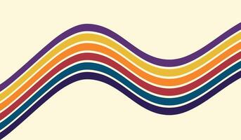 Abstract groovy rainbow background. Wavy line hippie retro style vector