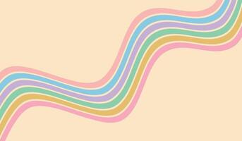 Hippie style groovy rainbow background. Wavy line retro style vector