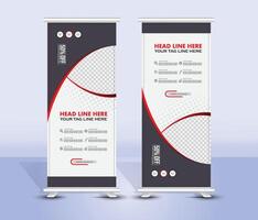 Modern creative roll up banners with red and white design vector